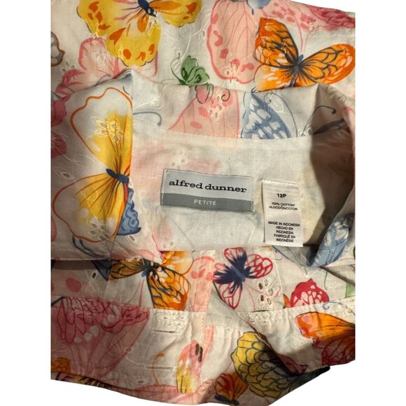 Alfred Dunner 12 Petite Womens Button-Up Jacket With Colorful Butterfly Print - Picture 5 of 7